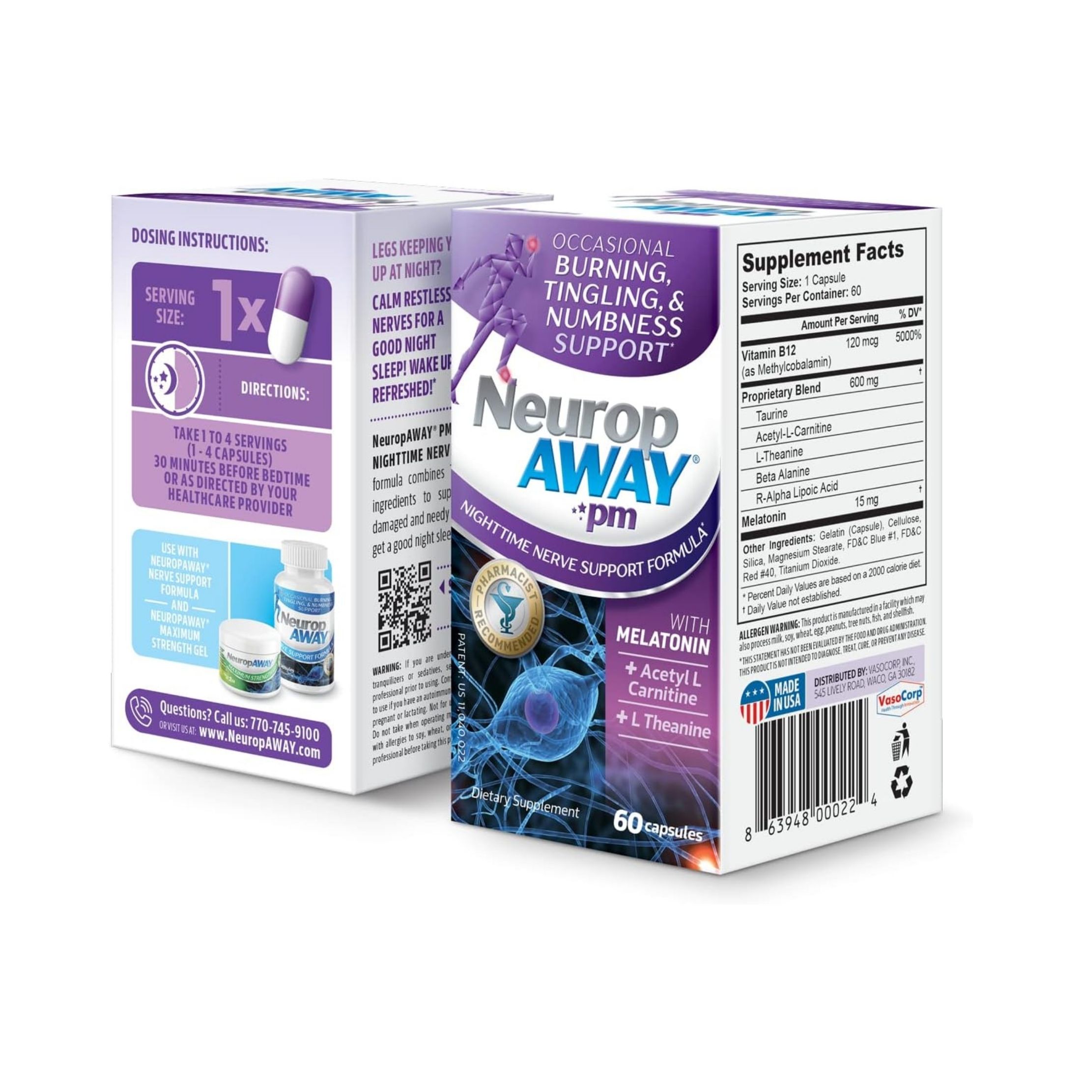 NeuropAWAY PM Nighttime Nerve Support Formula Capsules