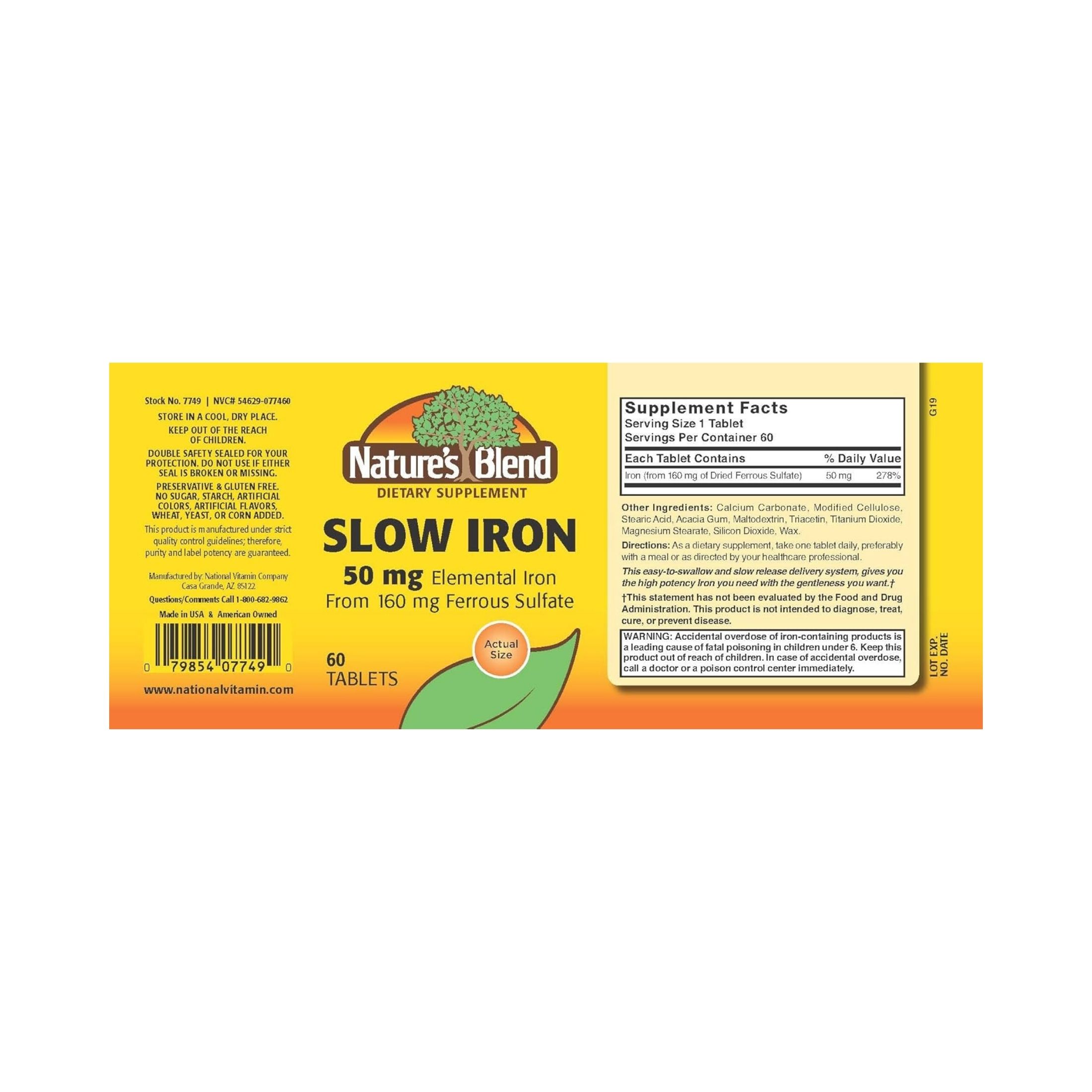 Nature's Blend Slow Iron, 50 Mg, Tablets