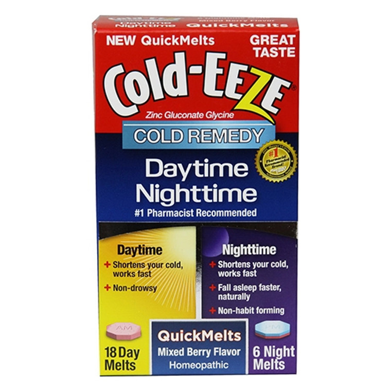 Cold-Eeze Zinc Gluconate Glycine, Daytime/Nighttime, QuickMelts, Natural Flavor Mixed Berry