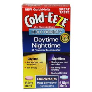 Cold-Eeze Zinc Gluconate Glycine, Daytime/Nighttime, QuickMelts, Natural Flavor Mixed Berry