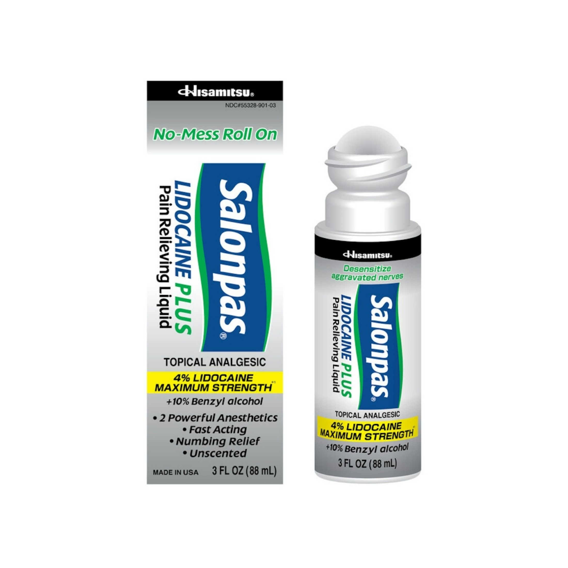 Salonpas Lidocaine Plus Pain Relieving Liquid Roll-on - 3 Fl Oz