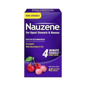 Nauzene Wild Cherry Flavor Non-Drowsy For Upset Stomach & Nausea Chewable Tablets, 42 Count