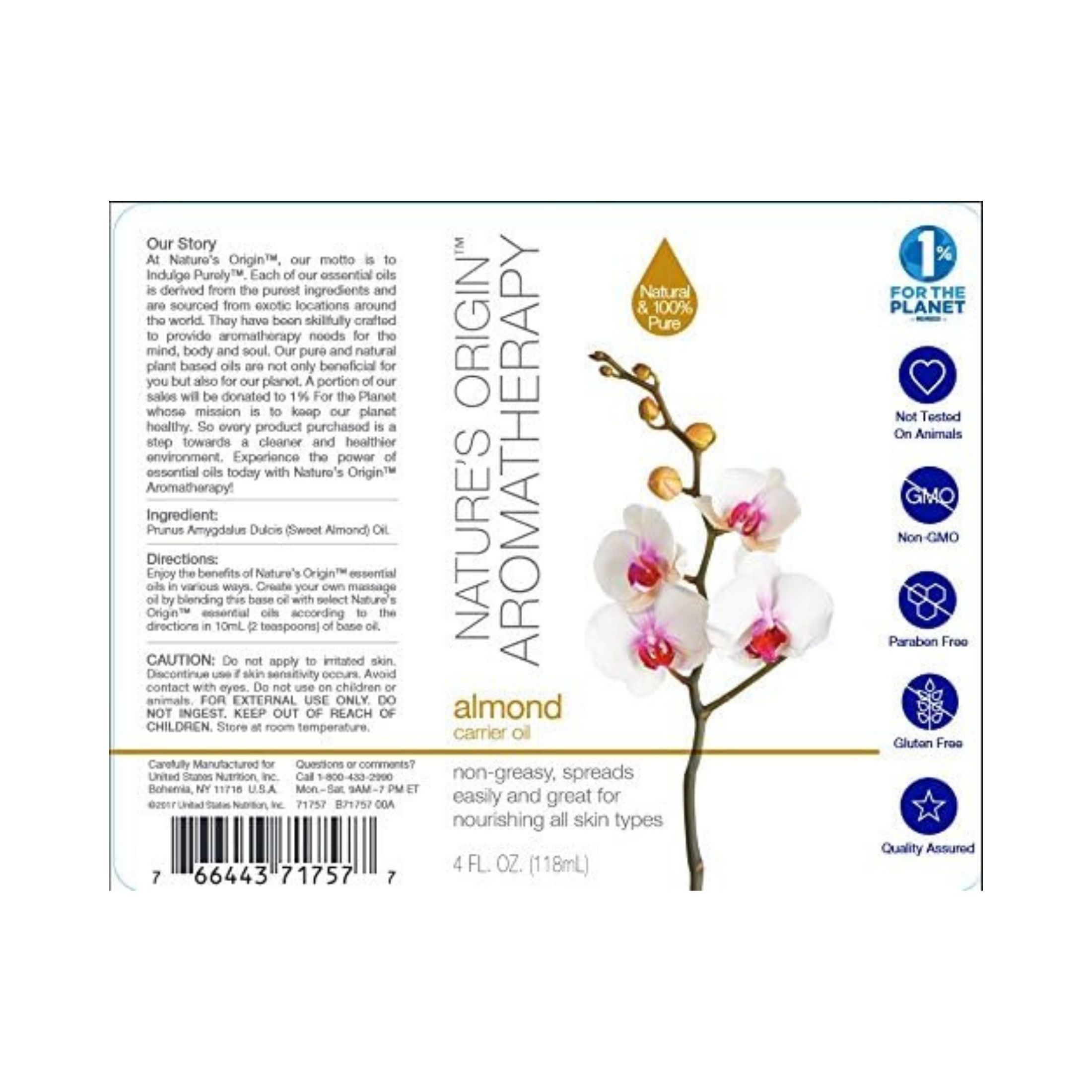 Nature's Origin Aromatherapy Almond Carrier Oil, 120 Ml