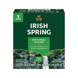 Irish Spring Original Clean Deodorant Bar Soap For Men, 3.7 Oz, 3 Pack