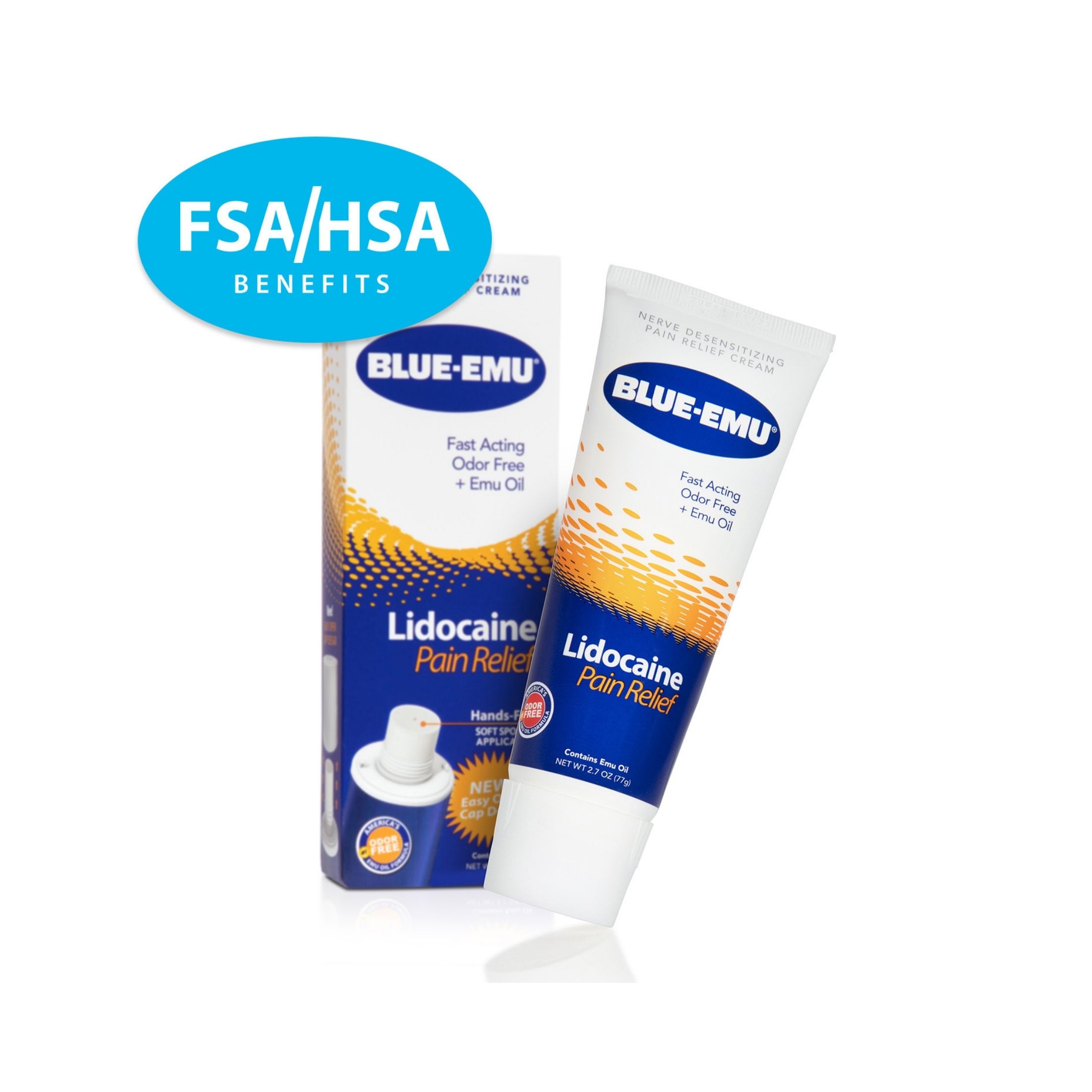 Blue-Emu 3 Pack - Lidocaine Numbing Pain Relief Cream, Maximum Strength 0.25 Oz