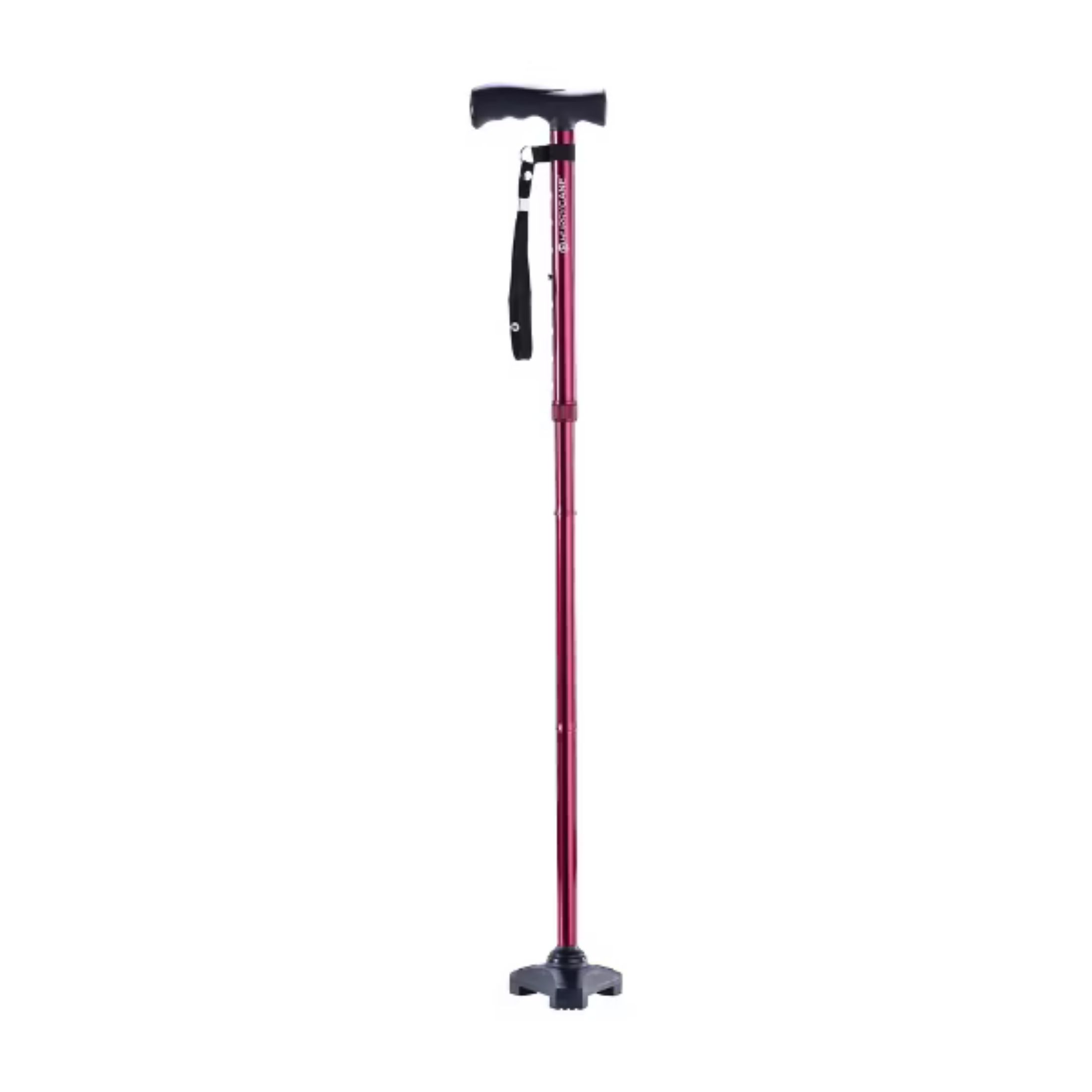 Drive Medical HurryCane Freedom Edition Folding Cane With T Handle, Red