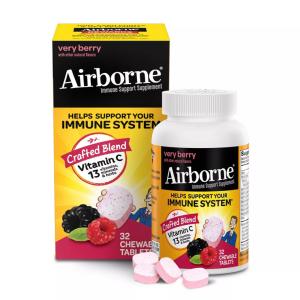 Airborne Original, Immune Support Supplement, Very Berry, 64 Chewable Tablets