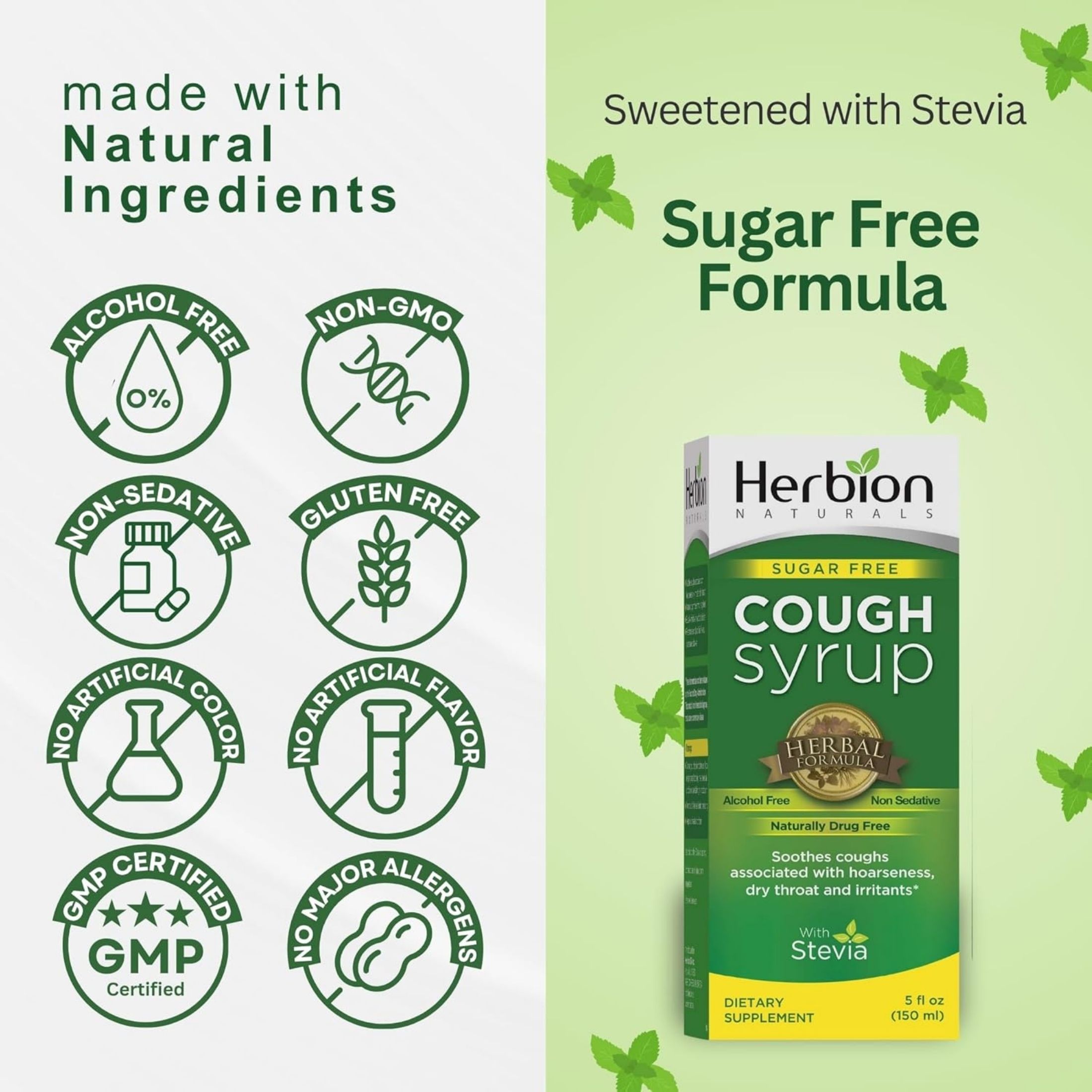Herbion Naturals Throat Syrup - All Natural - Sugar Free - 5 Oz