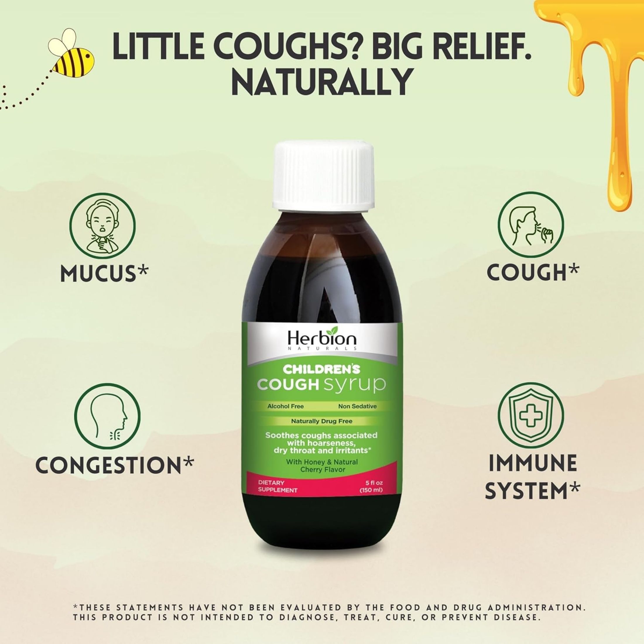 Herbion Naturals Throat Syrup All Natural Cherry For Children 5 Oz