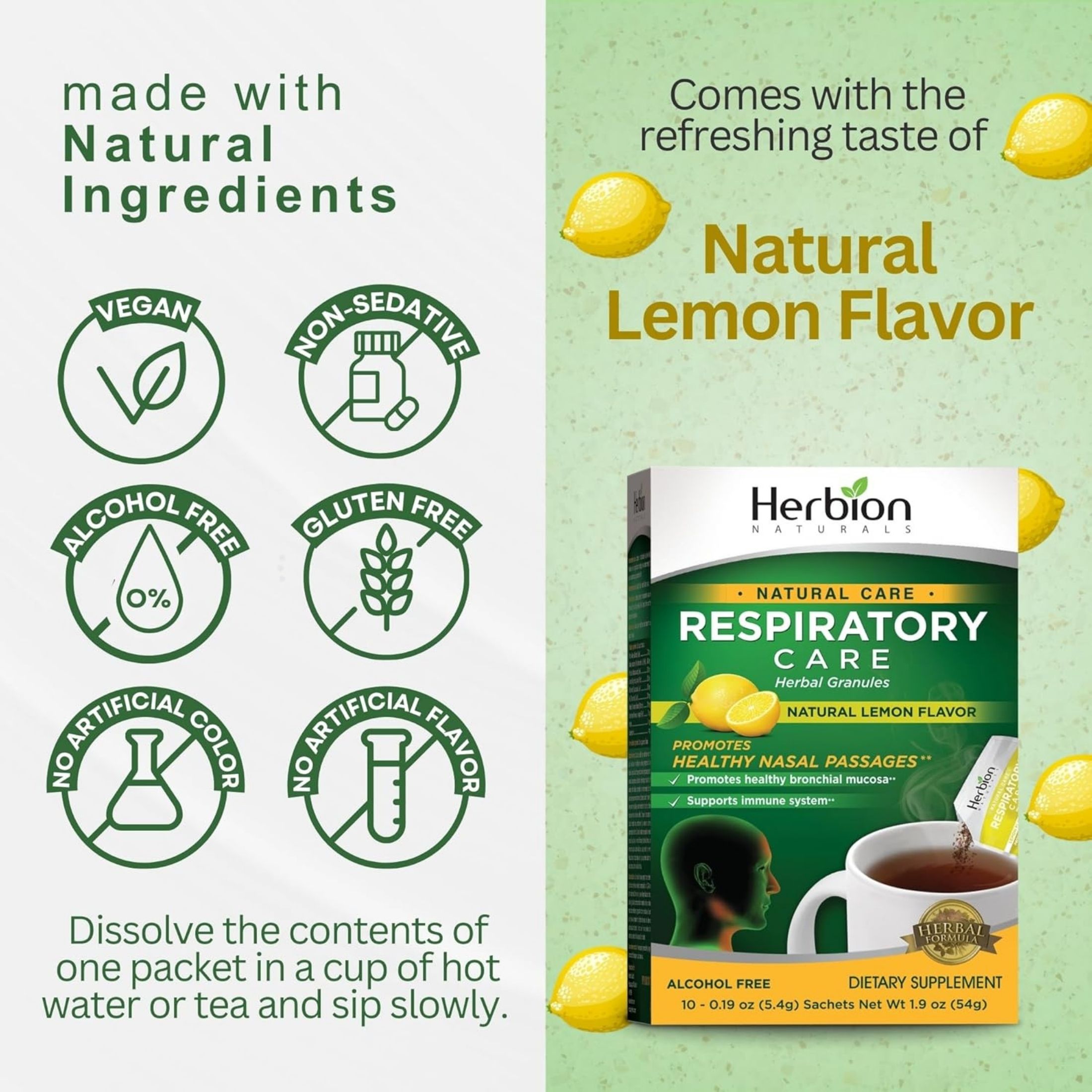 Herbion Naturals Respiratory Care Herbal Granules, Natural Lemon Flavor