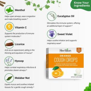 Herbion Naturals All Natural Cough Drops, Orange 18 Lozenges
