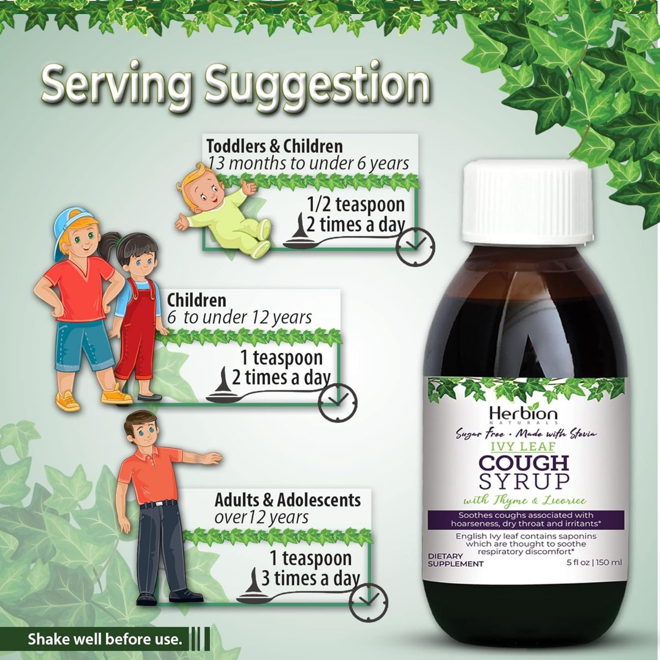 Herbion Naturals Ivy Leaf Syrup With Thyme, Sugar Free, 5 Oz