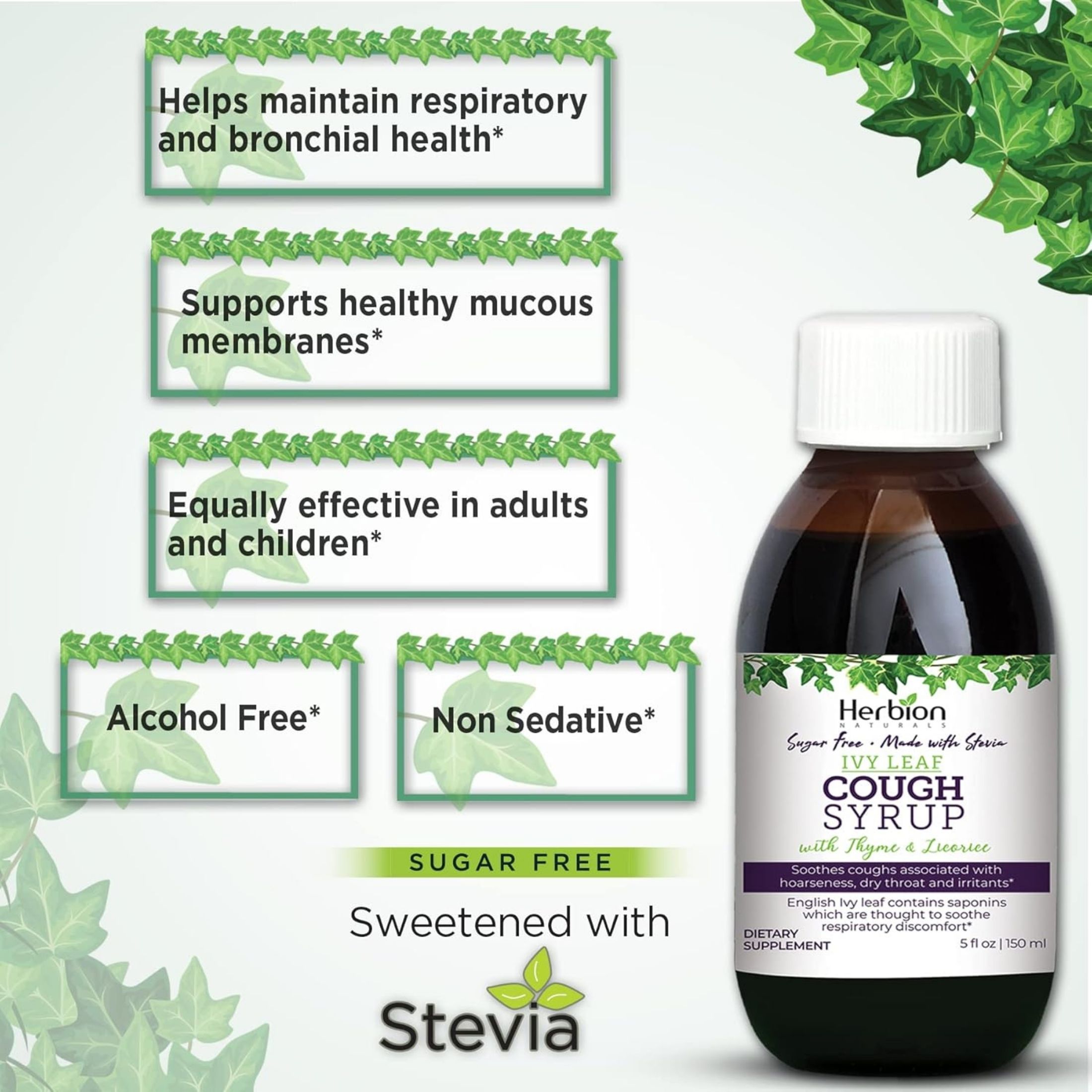 Herbion Naturals Ivy Leaf Syrup With Thyme, Sugar Free, 5 Oz