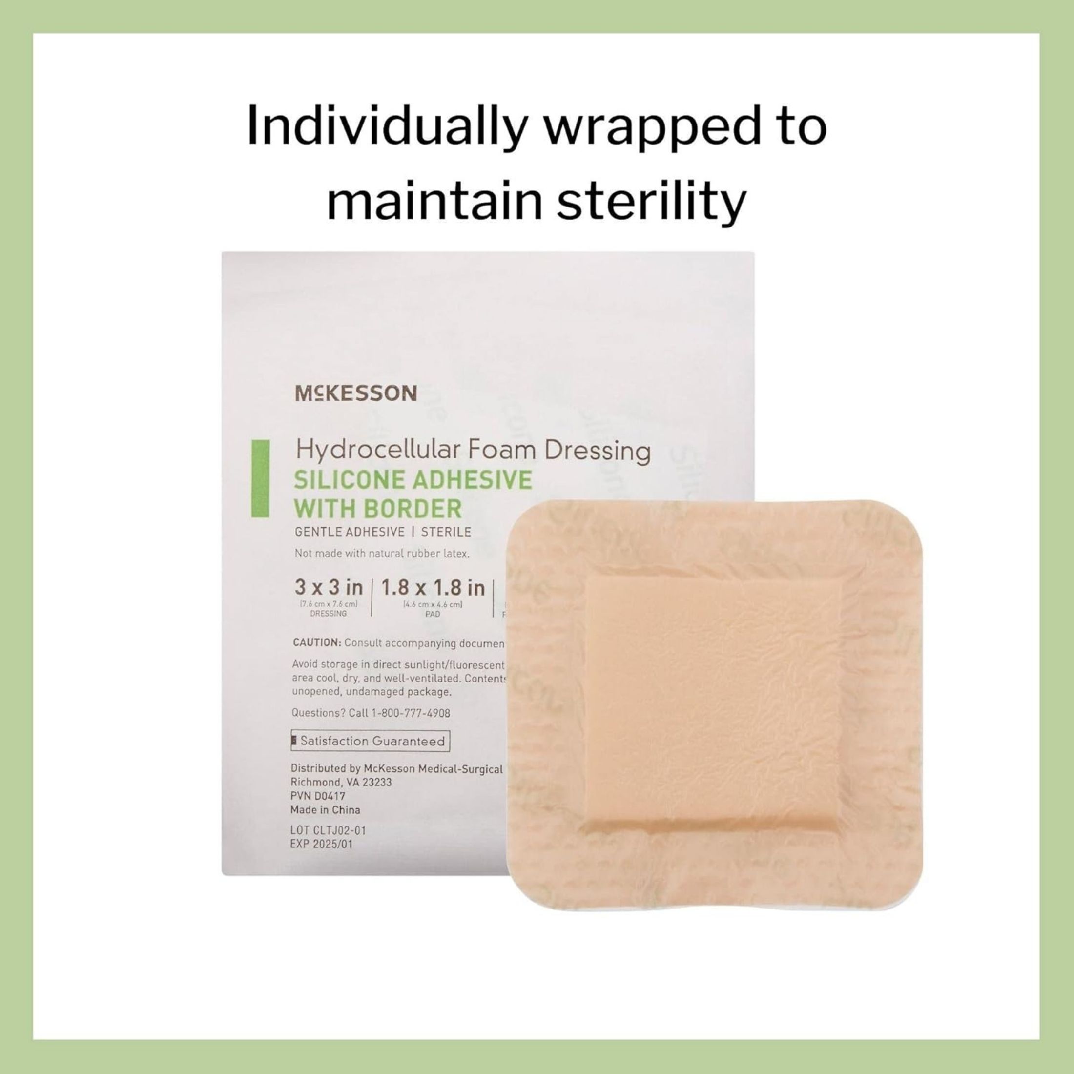 McKesson Silicone Foam Dressing Square With Border Film Backing