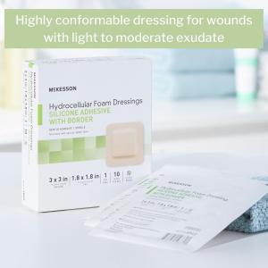 McKesson Silicone Foam Dressing Square With Border Film Backing