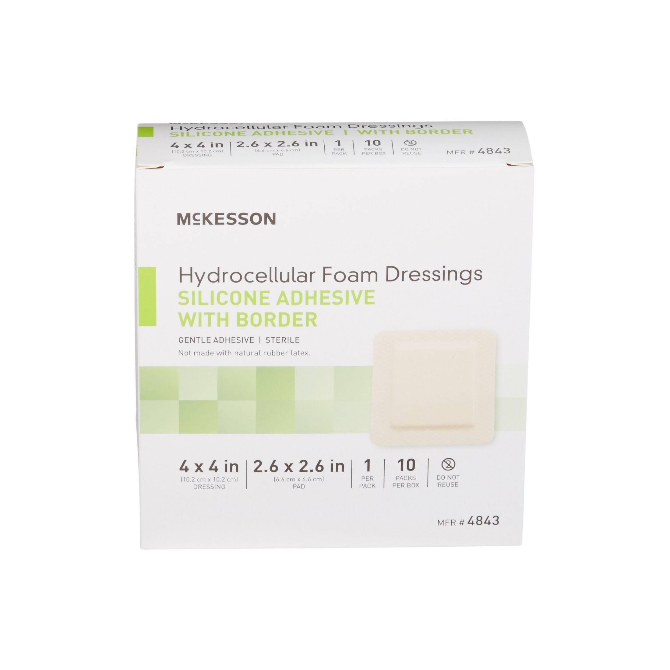 McKesson Foam Dressing 4 X 4 Inch With Border Film Backing Silicone Gel 4843