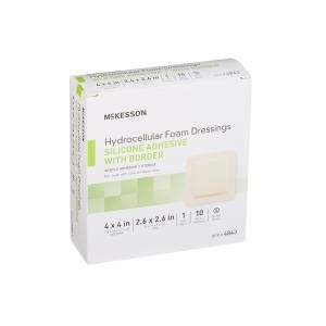 McKesson Foam Dressing 4 X 4 Inch With Border Film Backing Silicone Gel 4843