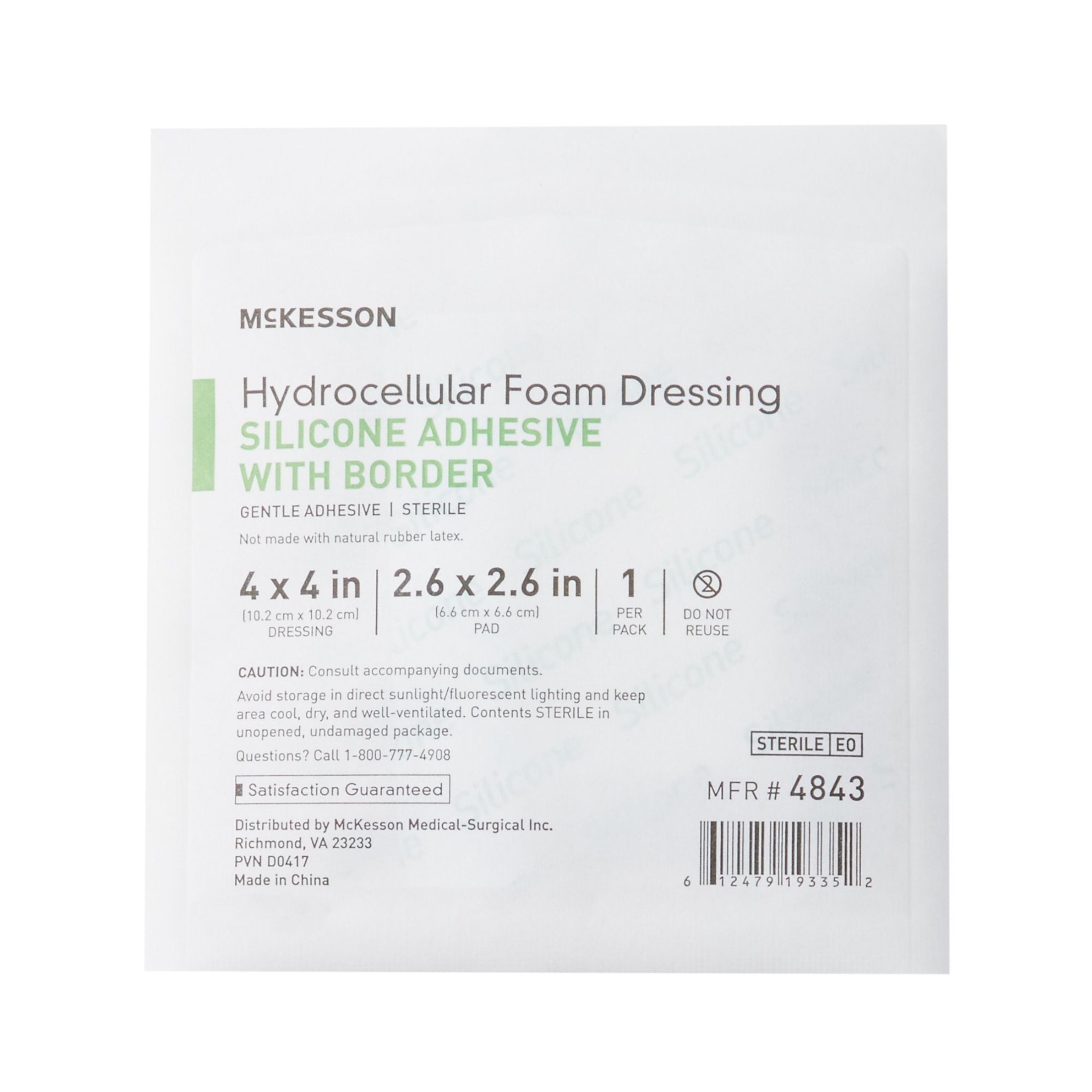 McKesson Foam Dressing 4 X 4 Inch With Border Film Backing Silicone Gel 4843