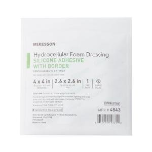 McKesson Foam Dressing 4 X 4 Inch With Border Film Backing Silicone Gel 4843
