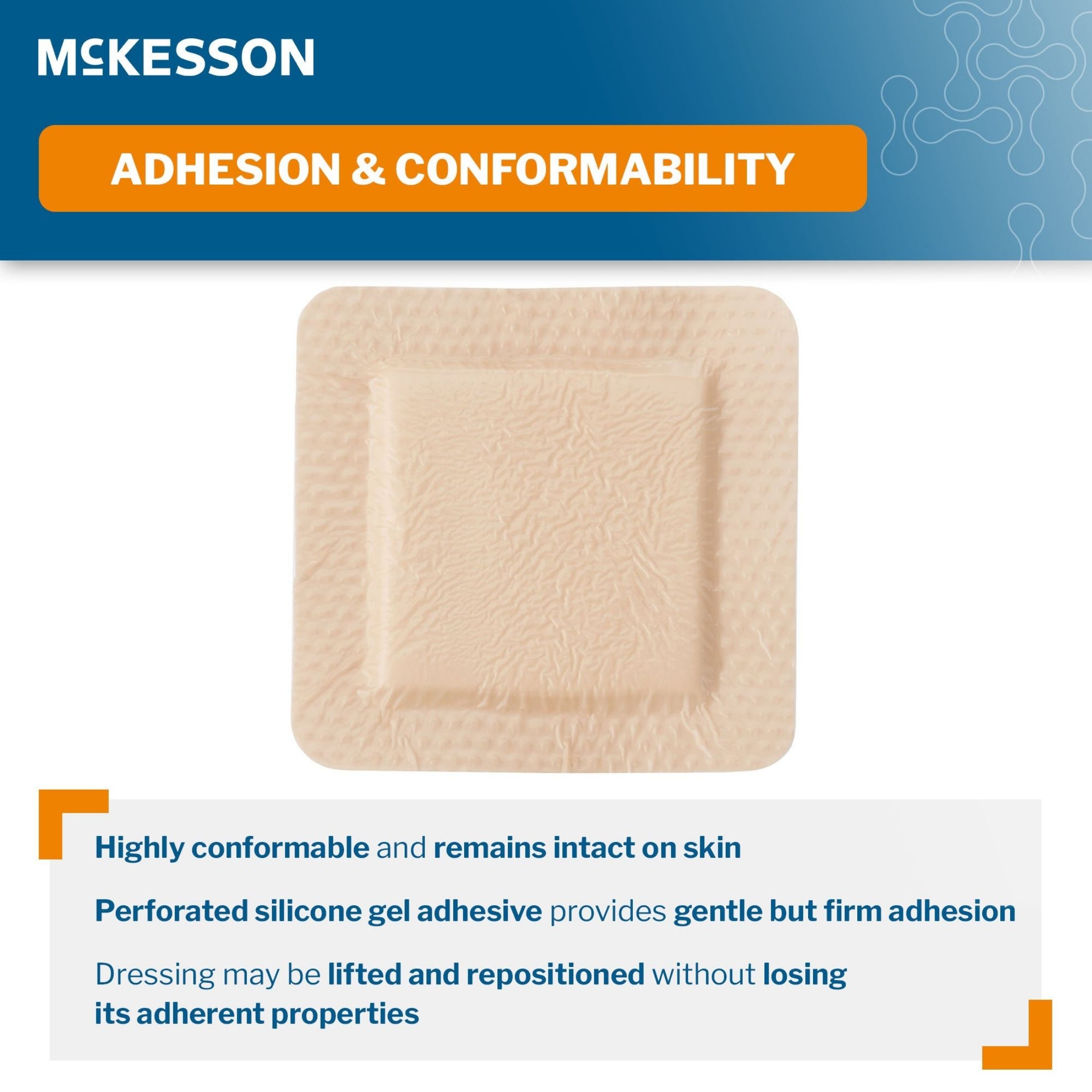 McKesson Foam Dressing 4 X 4 Inch With Border Film Backing Silicone Gel 4843