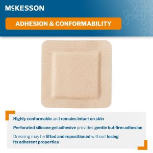 McKesson Foam Dressing 4 X 4 Inch With Border Film Backing Silicone Gel 4843