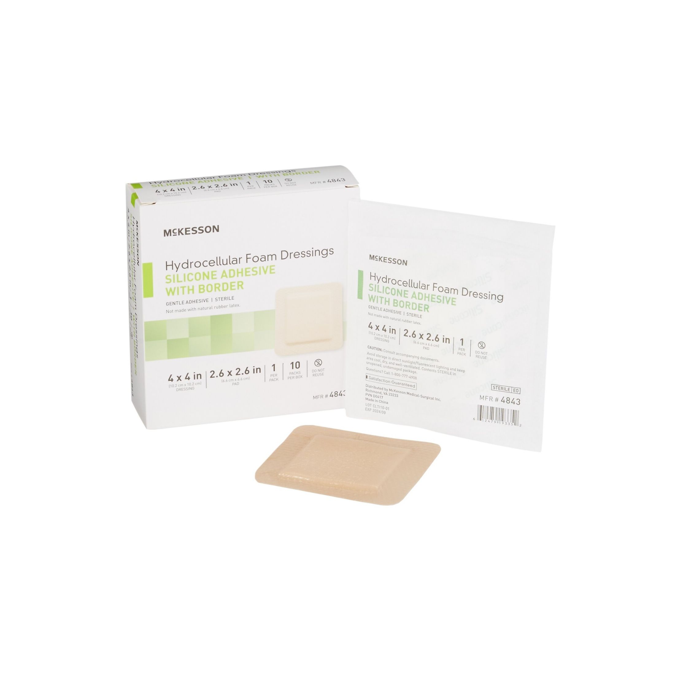 McKesson Foam Dressing 4 X 4 Inch With Border Film Backing Silicone Gel 4843