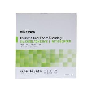 McKesson Foam Dressing 7 X 7 Inch With Border Film Backing Silicone Gel 4845