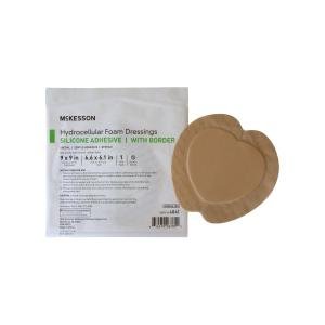 McKesson Foam Dressing 7 X 7 Inch With Border Film Backing Silicone Gel 4845