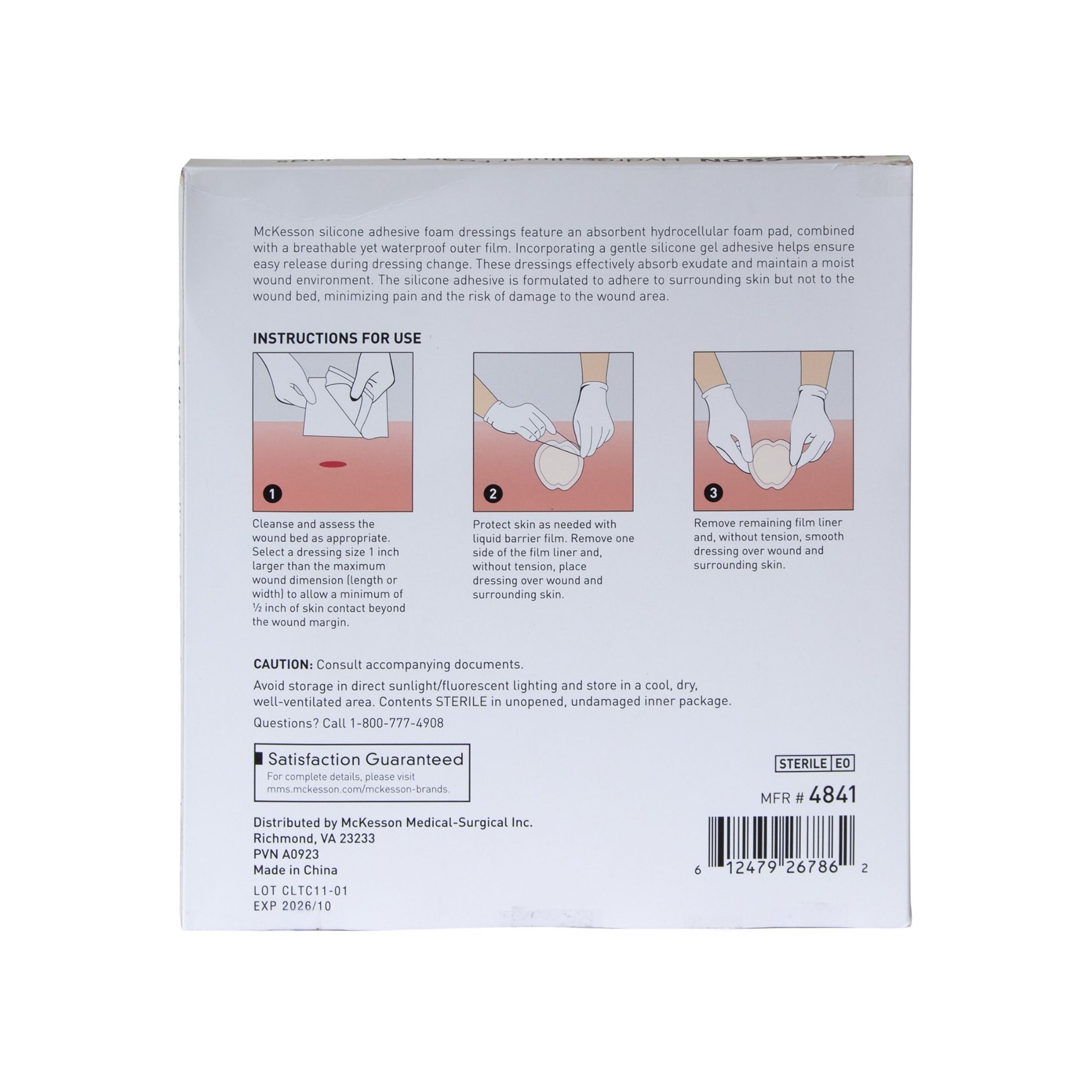 McKesson Foam Dressing 7 X 7 Inch With Border Film Backing Silicone Gel 4845