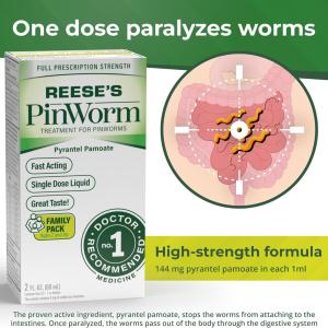 Reese's Pinworm Medicine Liquid For Entire Family Full Prescription Strength 2 Oz
