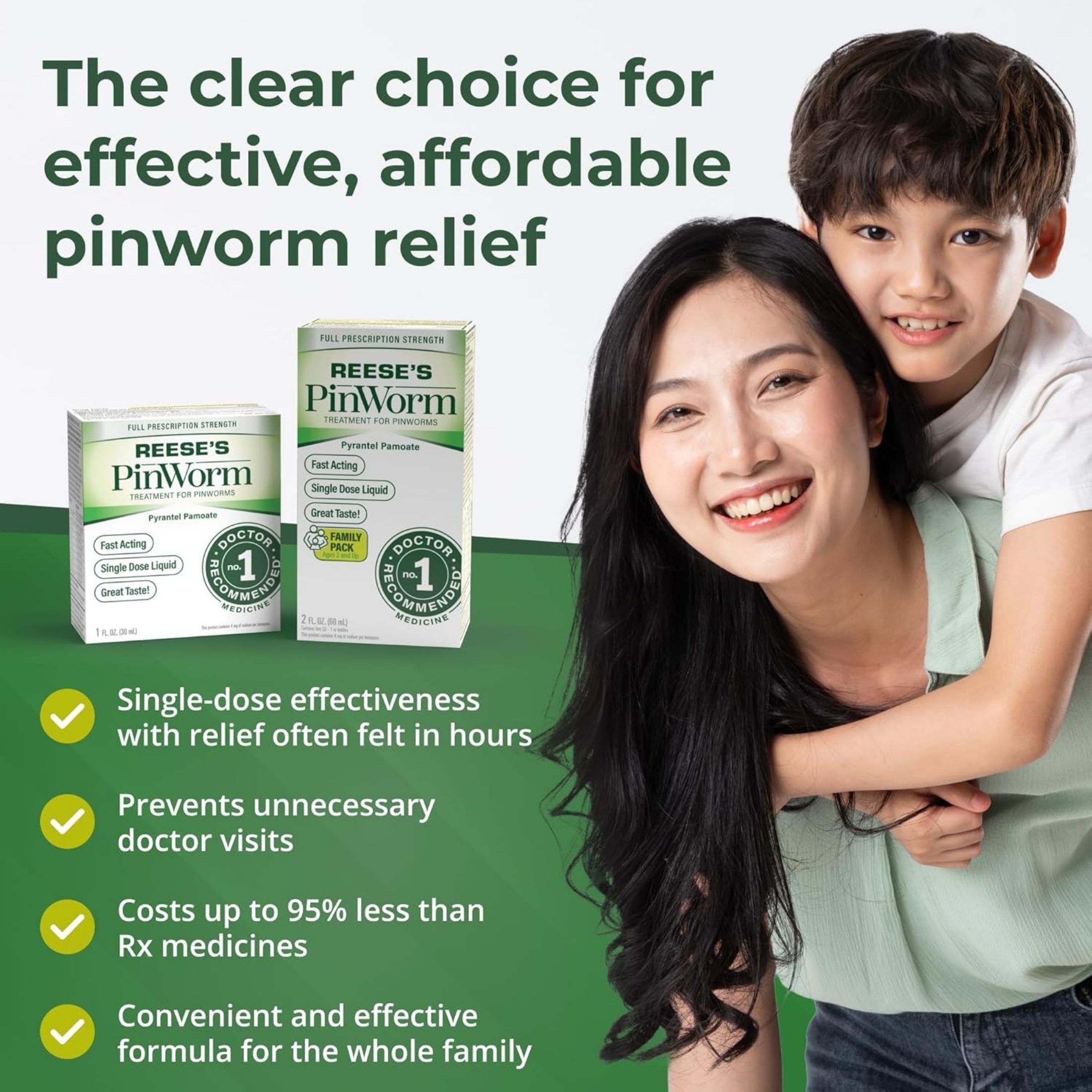 Reese's Pinworm Medicine Liquid For Entire Family Full Prescription Strength 2 Oz