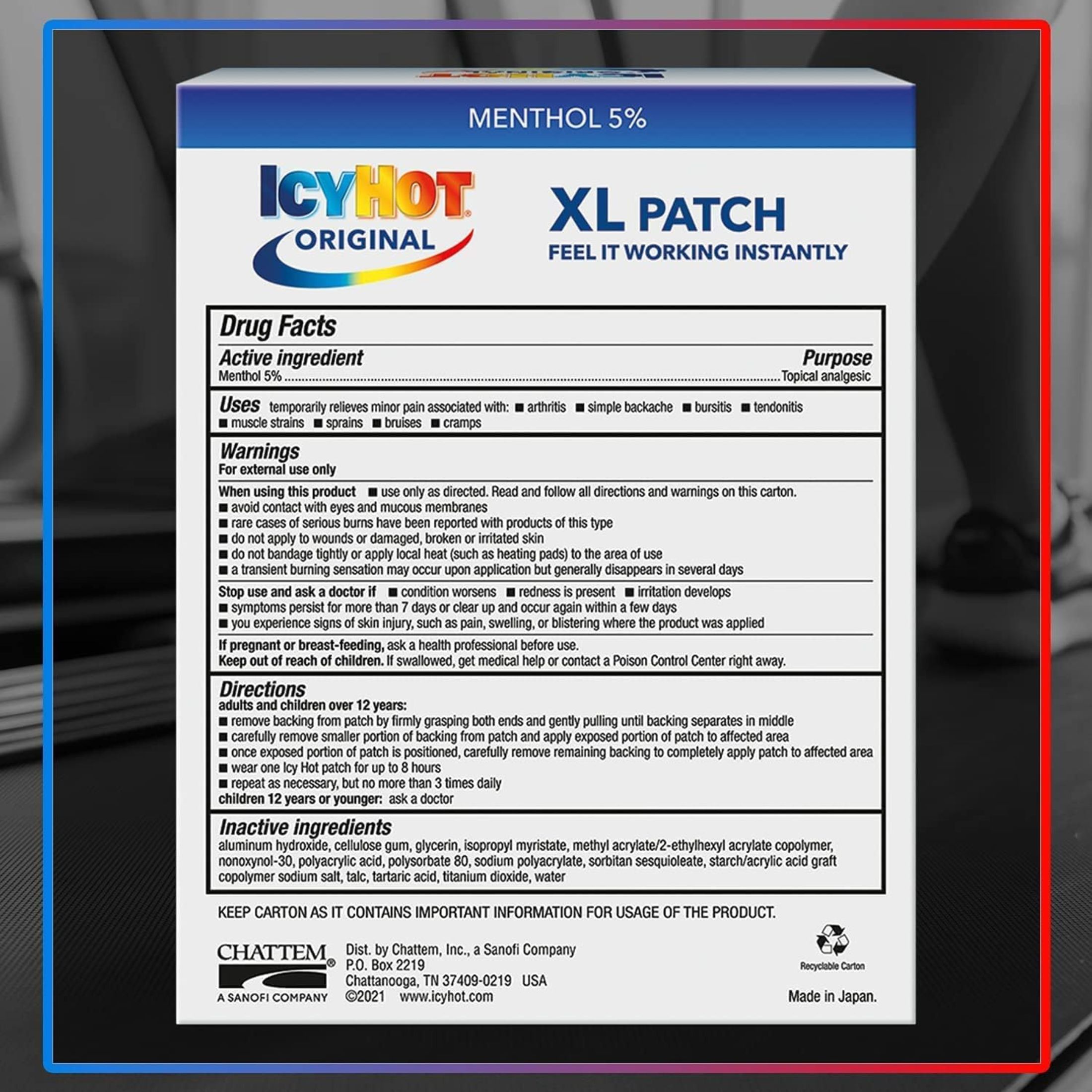 Icy Hot Patch Extra Strength Back Pain Relief  Large Size