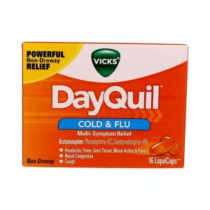 Vicks DayQuil SEVERE Cold, Flu And Congestion Medicine, 16 Liquicaps, Maximum Strength, Relieves Cough, Sore Throat, Fever, Chest Congestion, Liquid Capsules