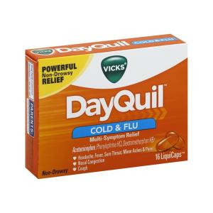 Vicks DayQuil SEVERE Cold, Flu And Congestion Medicine, 16 Liquicaps, Maximum Strength, Relieves Cough, Sore Throat, Fever, Chest Congestion, Liquid Capsules