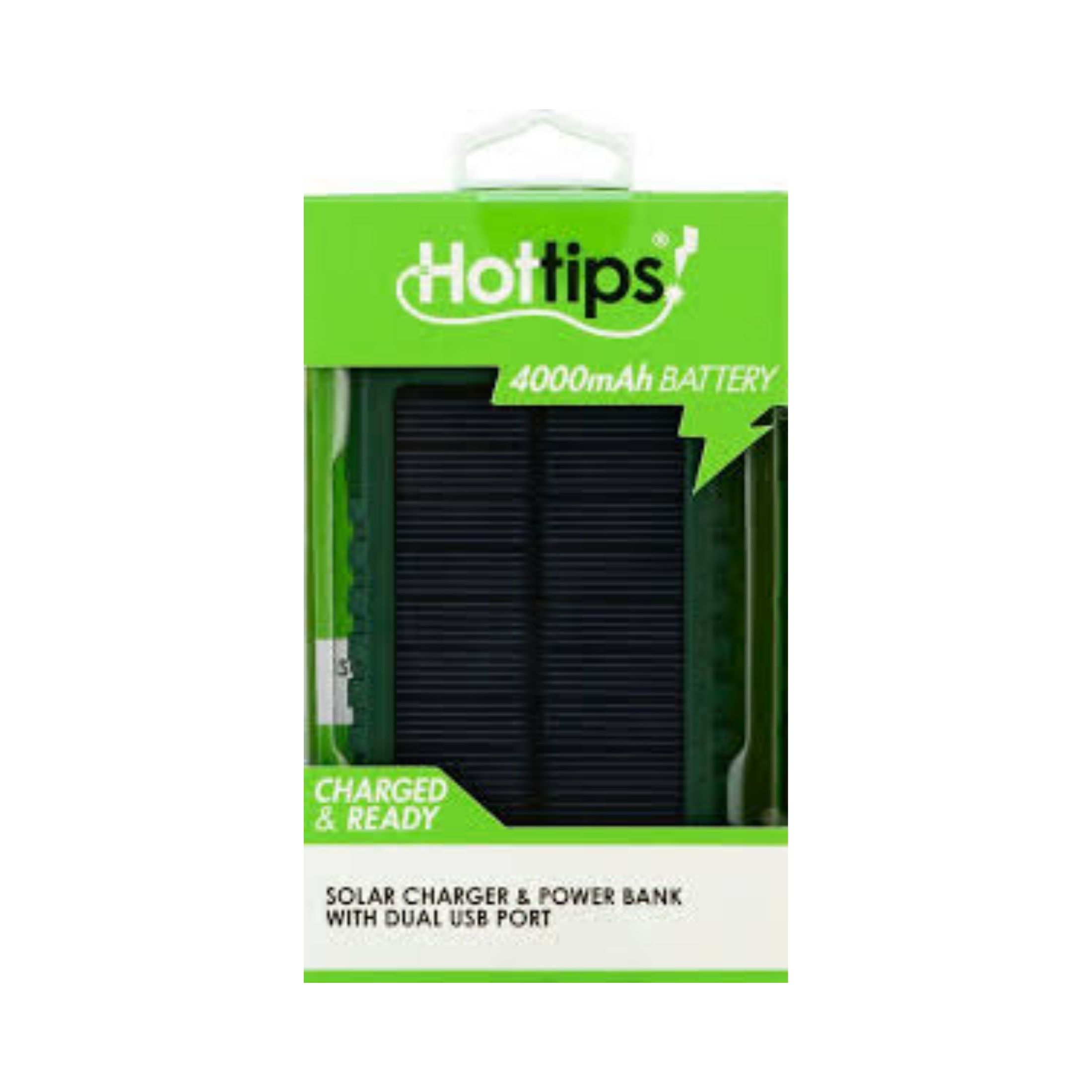 Hottips Solar Charger & Power Bank, With Dual Usb Port