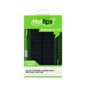 Hottips Solar Charger & Power Bank, With Dual Usb Port