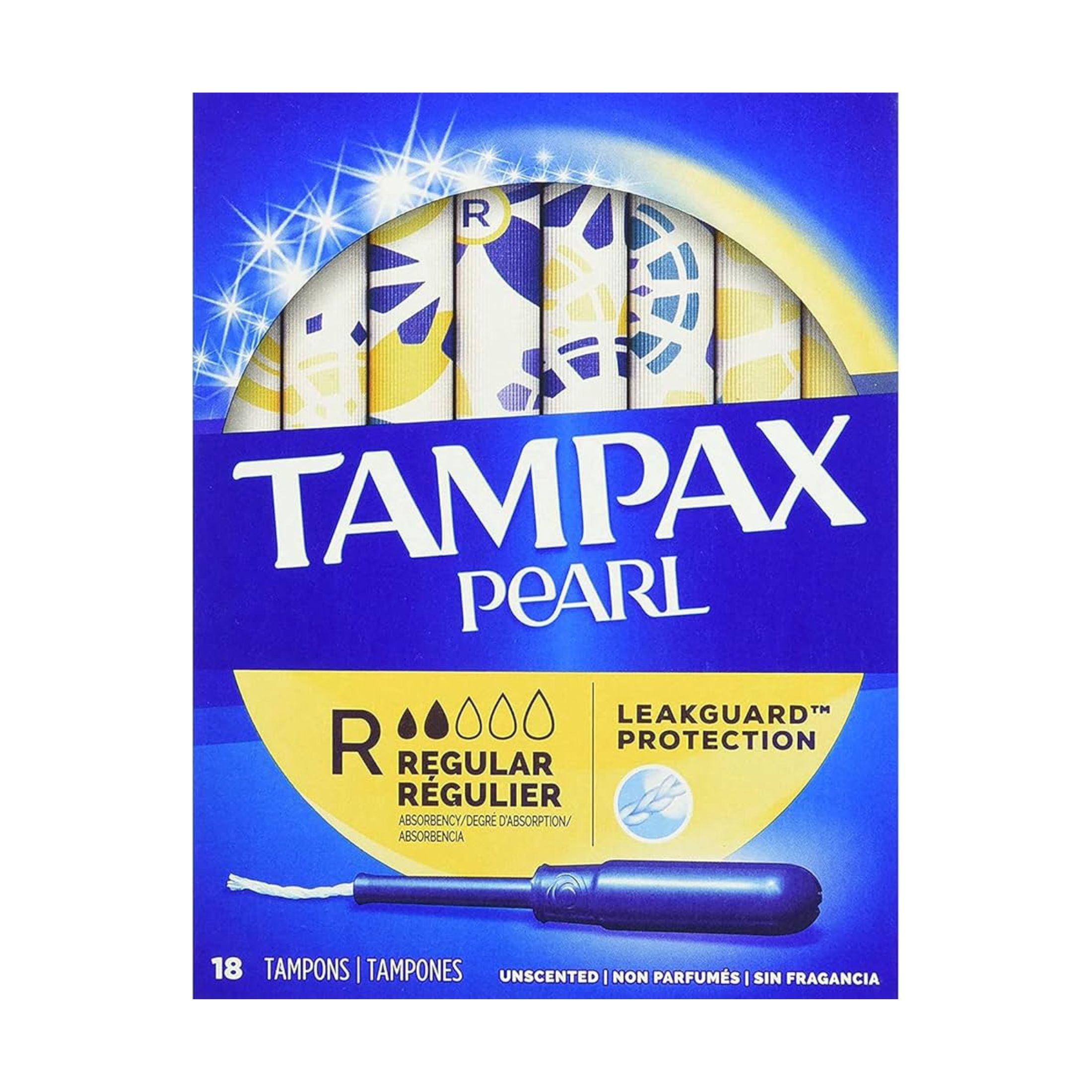 Tampax Pearl Tampons Plastic Applicator Regular Absorbency Unscented