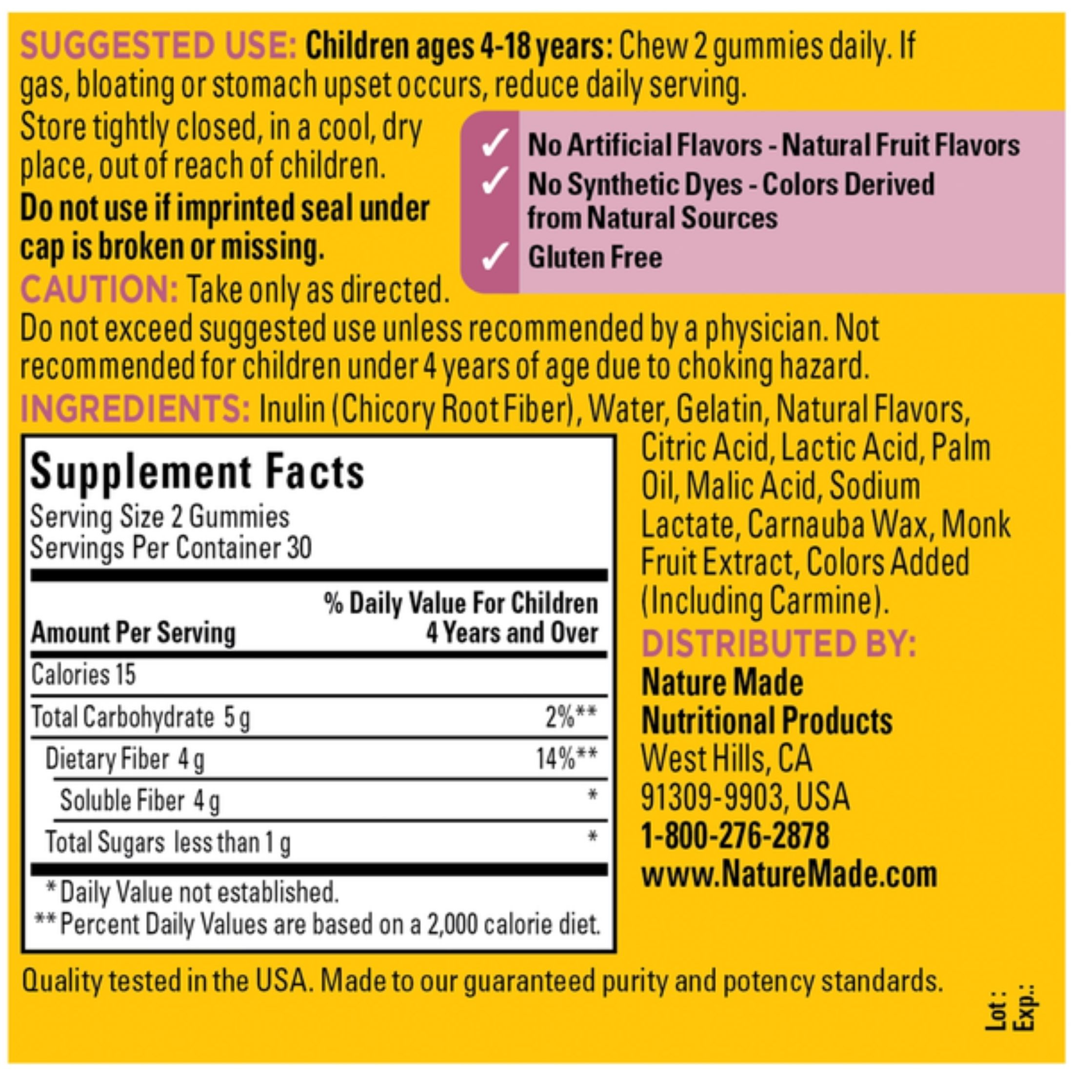 Nature Made Kids First Fiber Gummies, 60 Count For Digestive Health