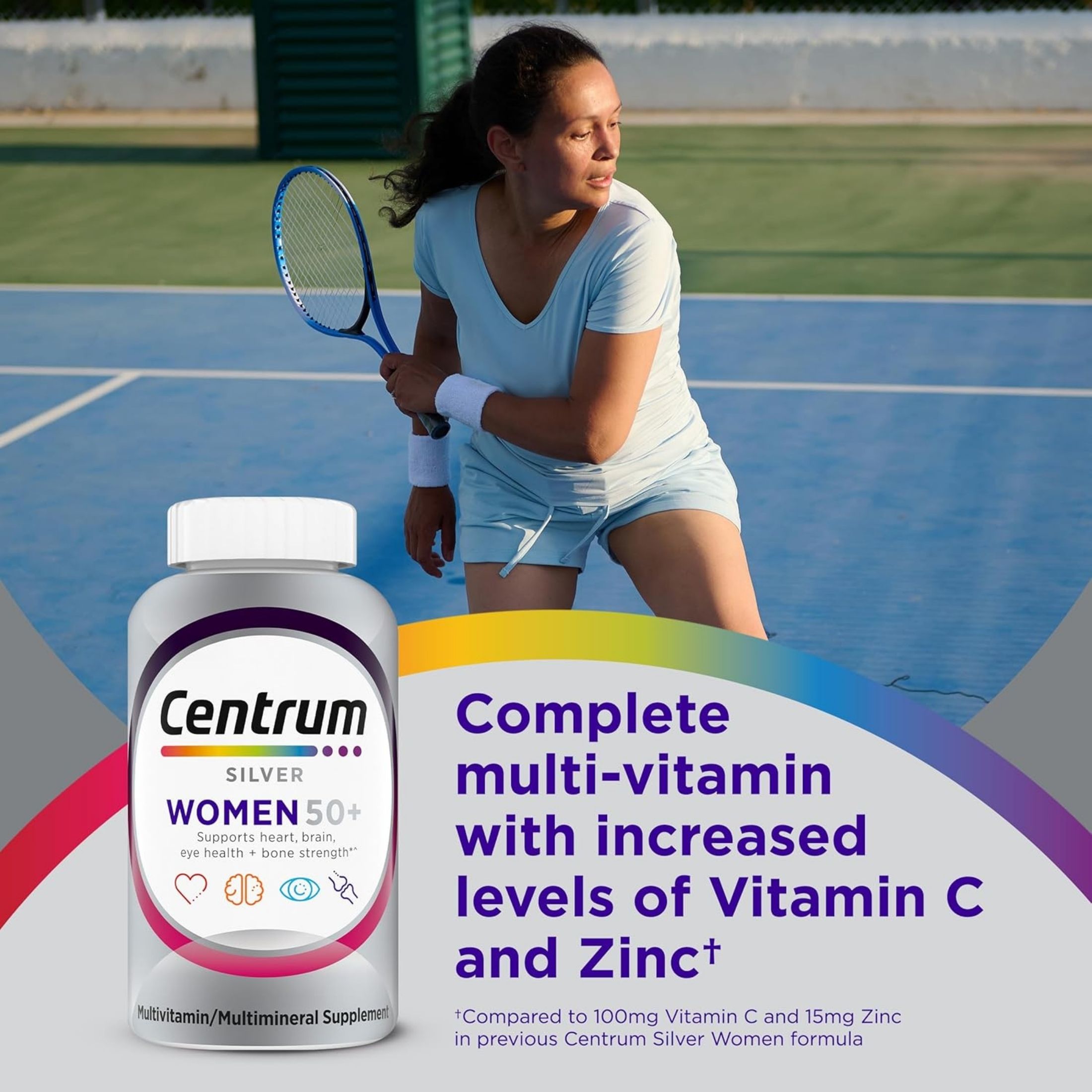 Centrum Silver Women's Multivitamin For Women 50 Plus, Multivitamin/Multimineral Supplement With Vitamin D3, B Vitamins, Calcium And Antioxidants, Gluten Free, Non-GMO Ingredients