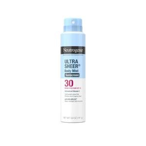 Neutrogena Ultra Sheer Body Mist Sunscreen Spray, Broad Spectrum SPF 30, Lightweight Spray Sunscreen, Non-Greasy & Water Resistant, Oil-Free & Non-Comedogenic U