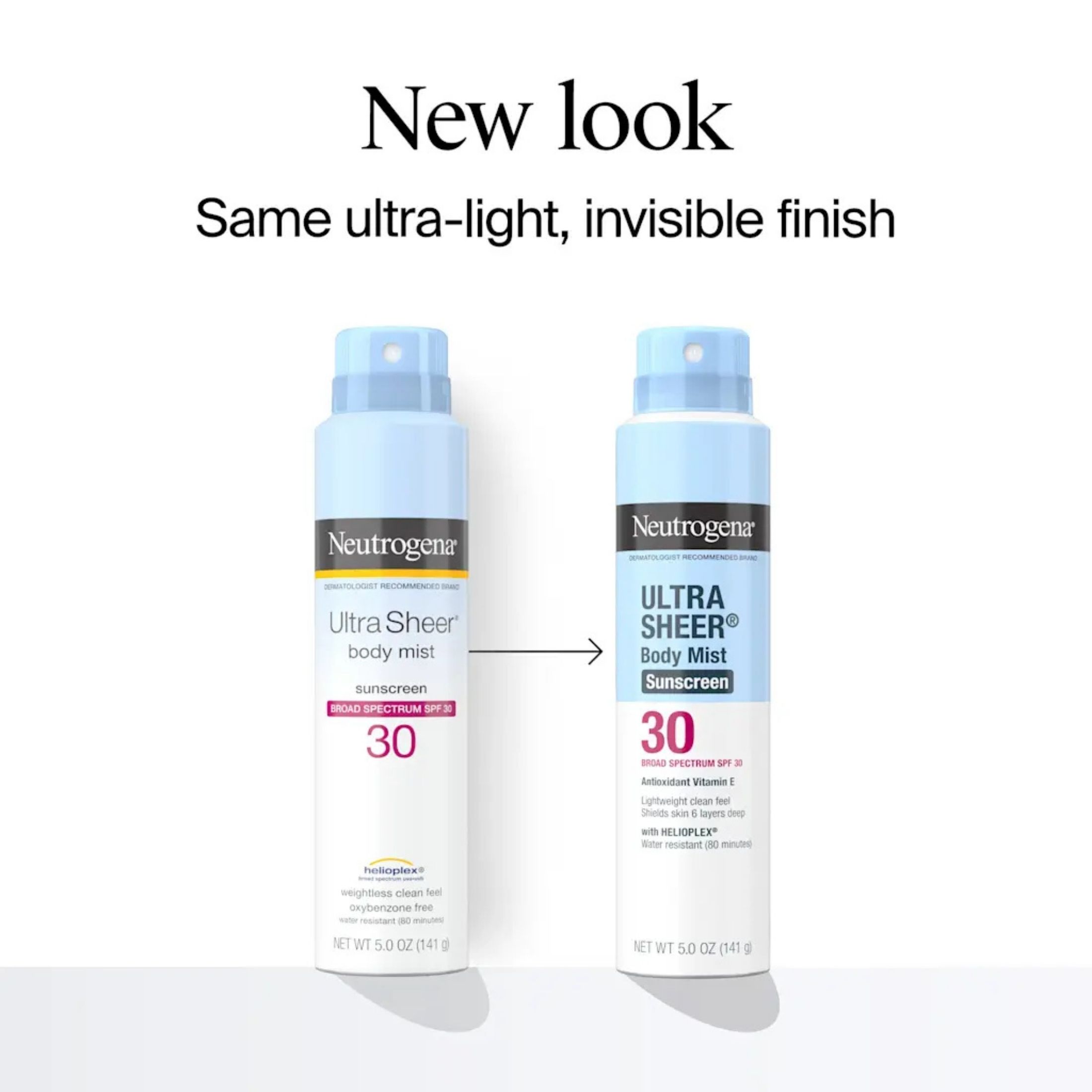 Neutrogena Ultra Sheer Body Mist Sunscreen Spray, Broad Spectrum SPF 30, Lightweight Spray Sunscreen, Non-Greasy & Water Resistant, Oil-Free & Non-Comedogenic U