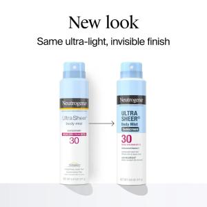 Neutrogena Ultra Sheer Body Mist Sunscreen Spray, Broad Spectrum SPF 30, Lightweight Spray Sunscreen, Non-Greasy & Water Resistant, Oil-Free & Non-Comedogenic U