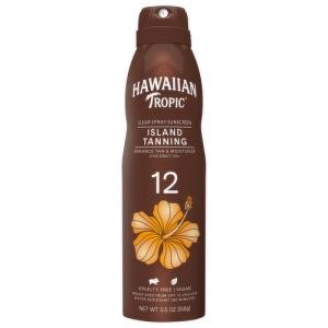 Hawaiian Tropic Clear Spray Sunscreen, Island Tanning, Broad Spectrum SPF 12 5.5 Oz