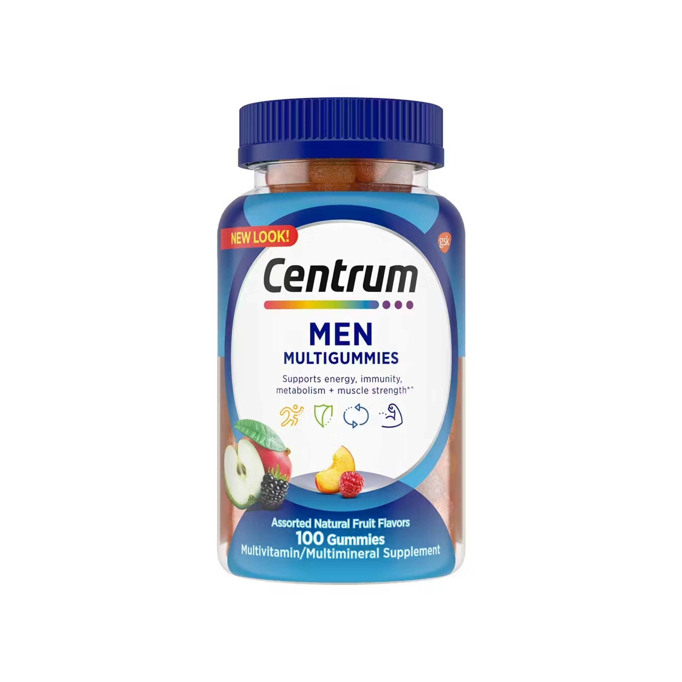 Centrum Multivitamin/Multimineral Supplement, Men, Gummies, Assorted Natural Fruit Flavors