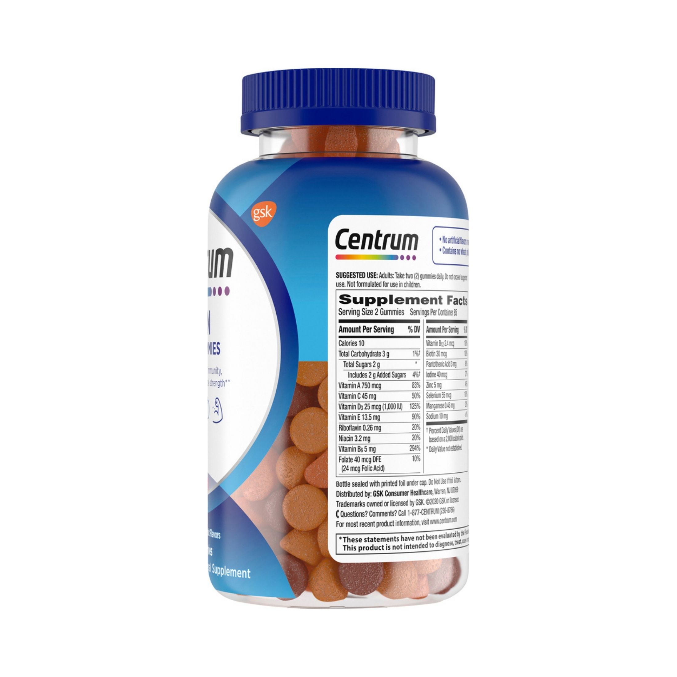 Centrum Multivitamin/Multimineral Supplement, Men, Gummies, Assorted Natural Fruit Flavors