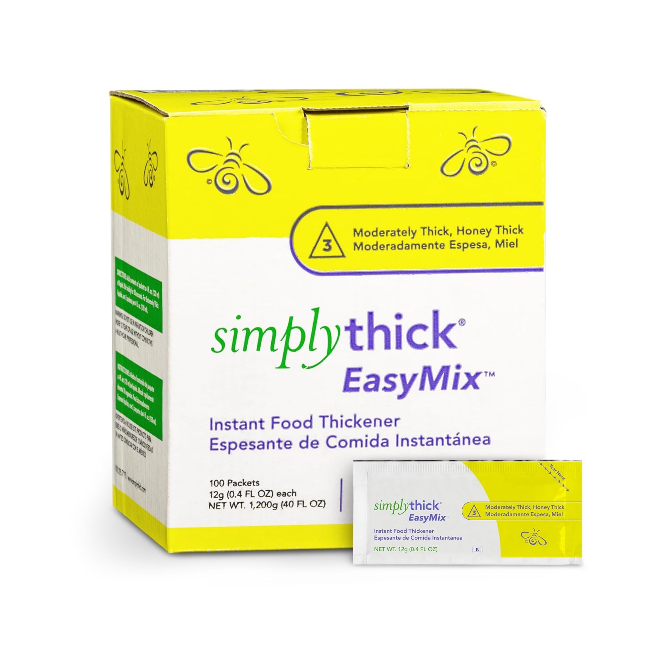Simply Thick EasyMix Honey Consistency (L3) Food Thickener, 12g Individual Serving