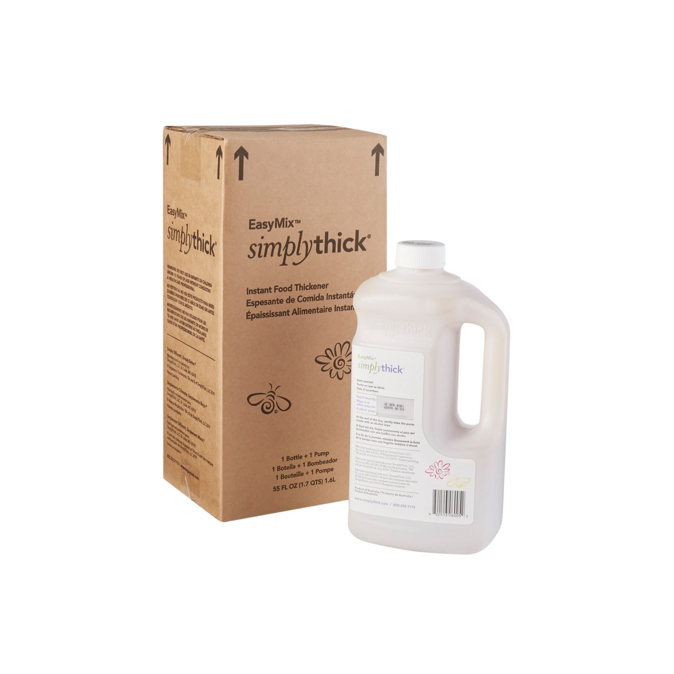 Simply Thick EasyMix Instant Food Thickener- 1.6 Liter Bottle & 1 Pump