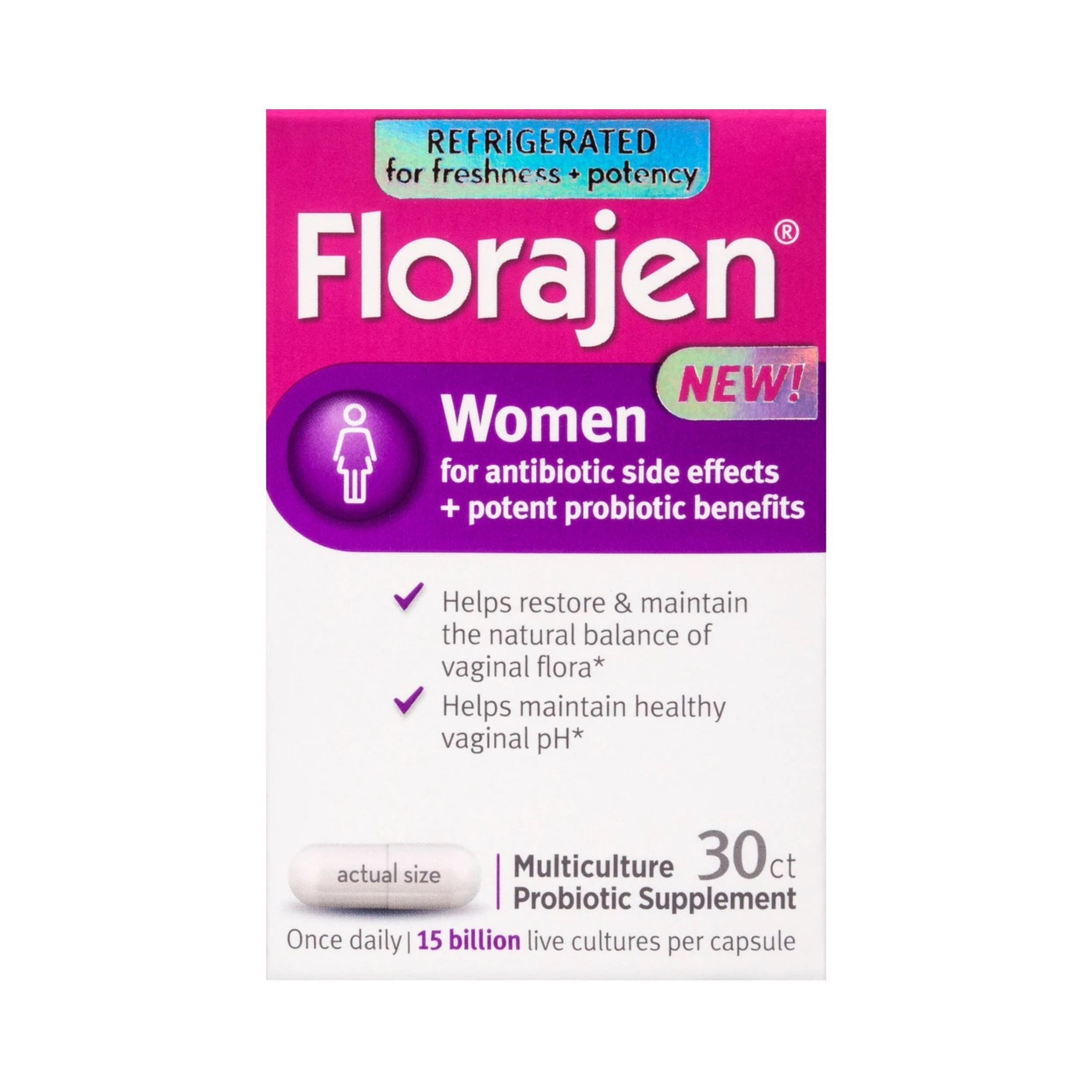 Florajen Womens Multiculture Probiotic Supplement Capsules For Vaginal Health