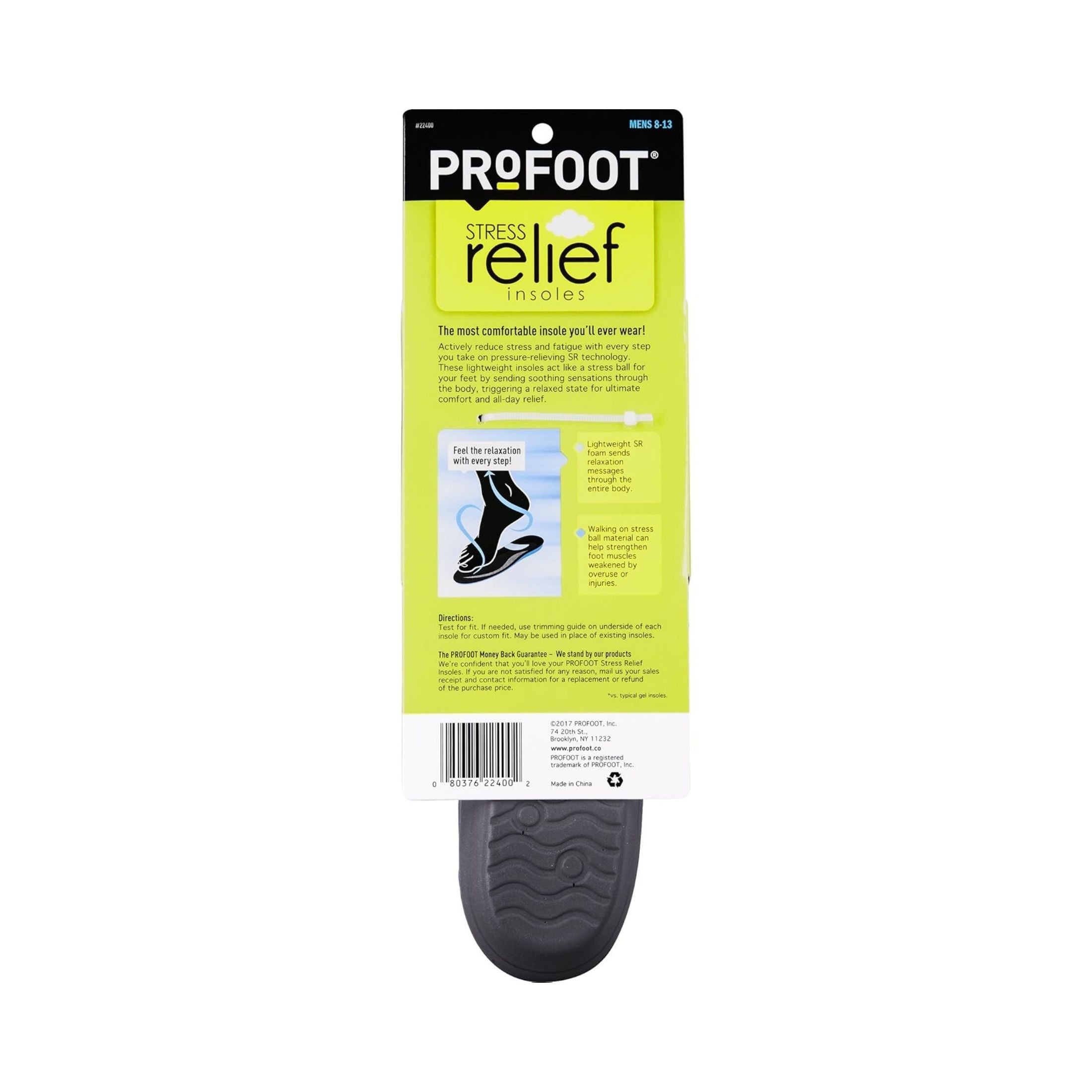 Profoot Stress Relief Insole, Men 8-13, 1 Pair