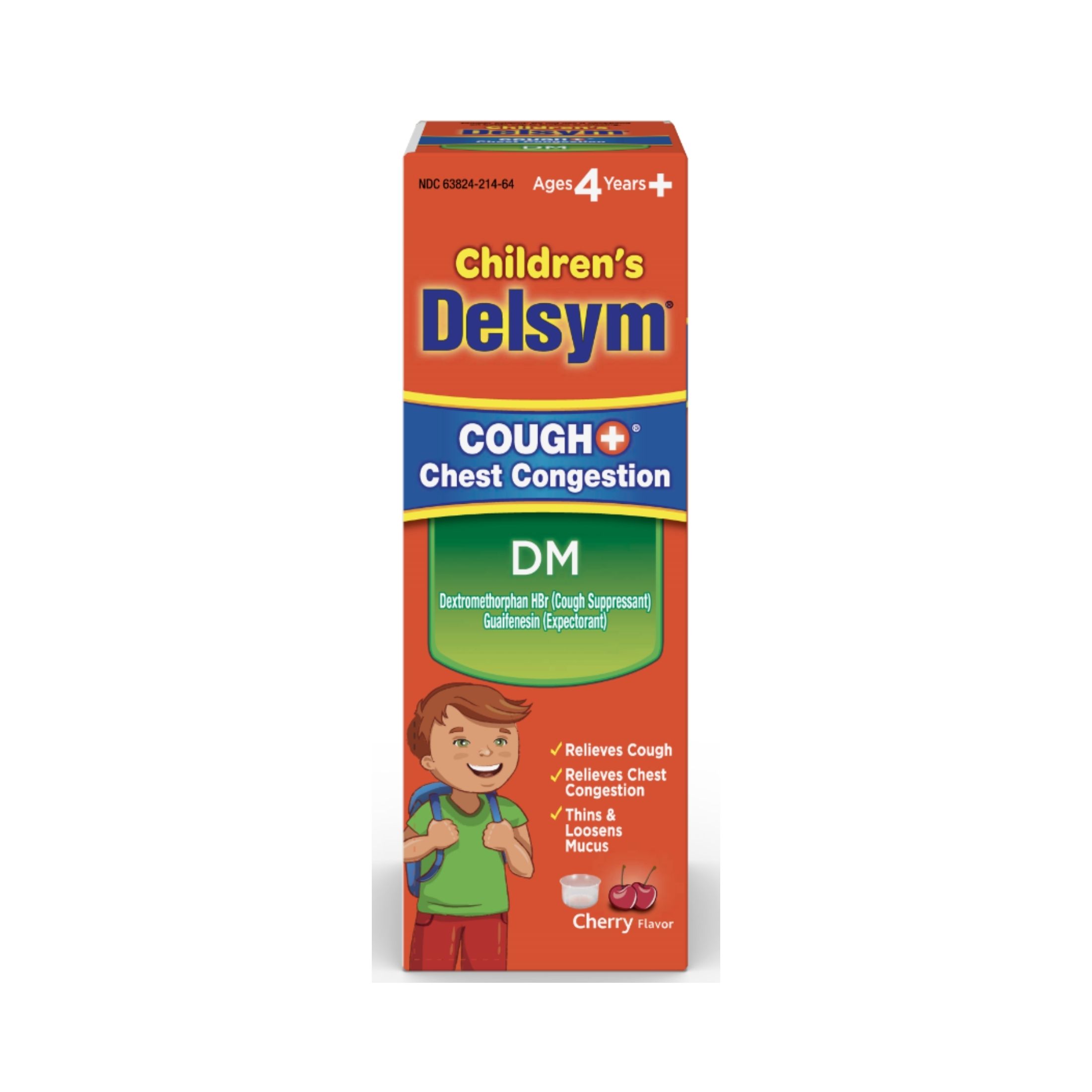 Delsym Children's DM Cough + Chest Congestion Relief Liquid Cherry 4 Oz